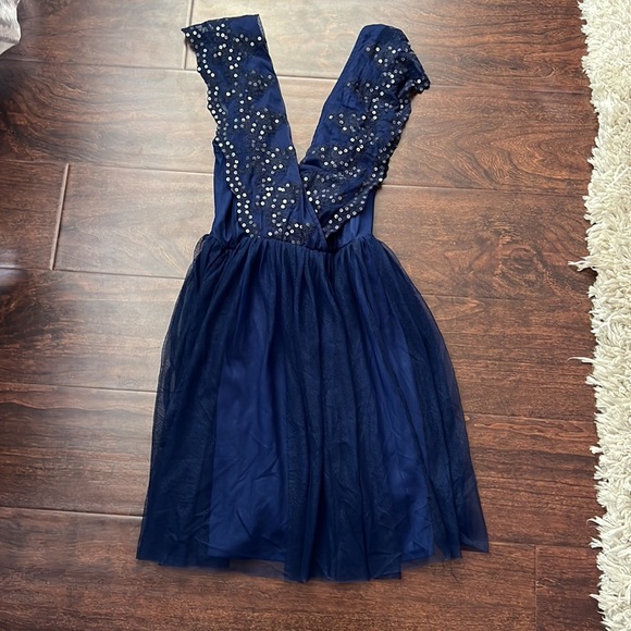 Asos Navy Sequin Ruffle Mini Dress - Picture 4 of 8
